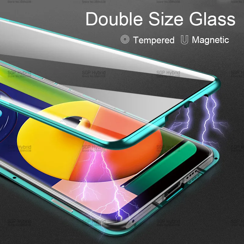 Double Size Tempered Glass Case For Samsung Galaxy A50s Magnetic Phone Cover Bag samsung a50 s samsun galax a 50s Back Coque | Мобильные