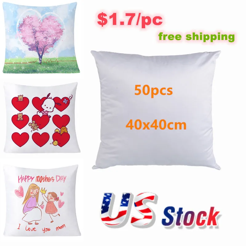 50pcs/carton Plain White 3D Sublimation Blank Pillow Case Cushion Cover USA 