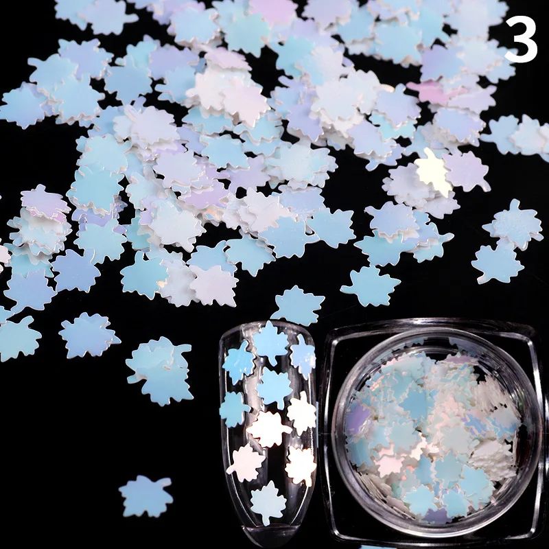 

Holographic Nail polish nail art maple leaf solid color sequins laser flash gradient autumn design nail decoration accessories