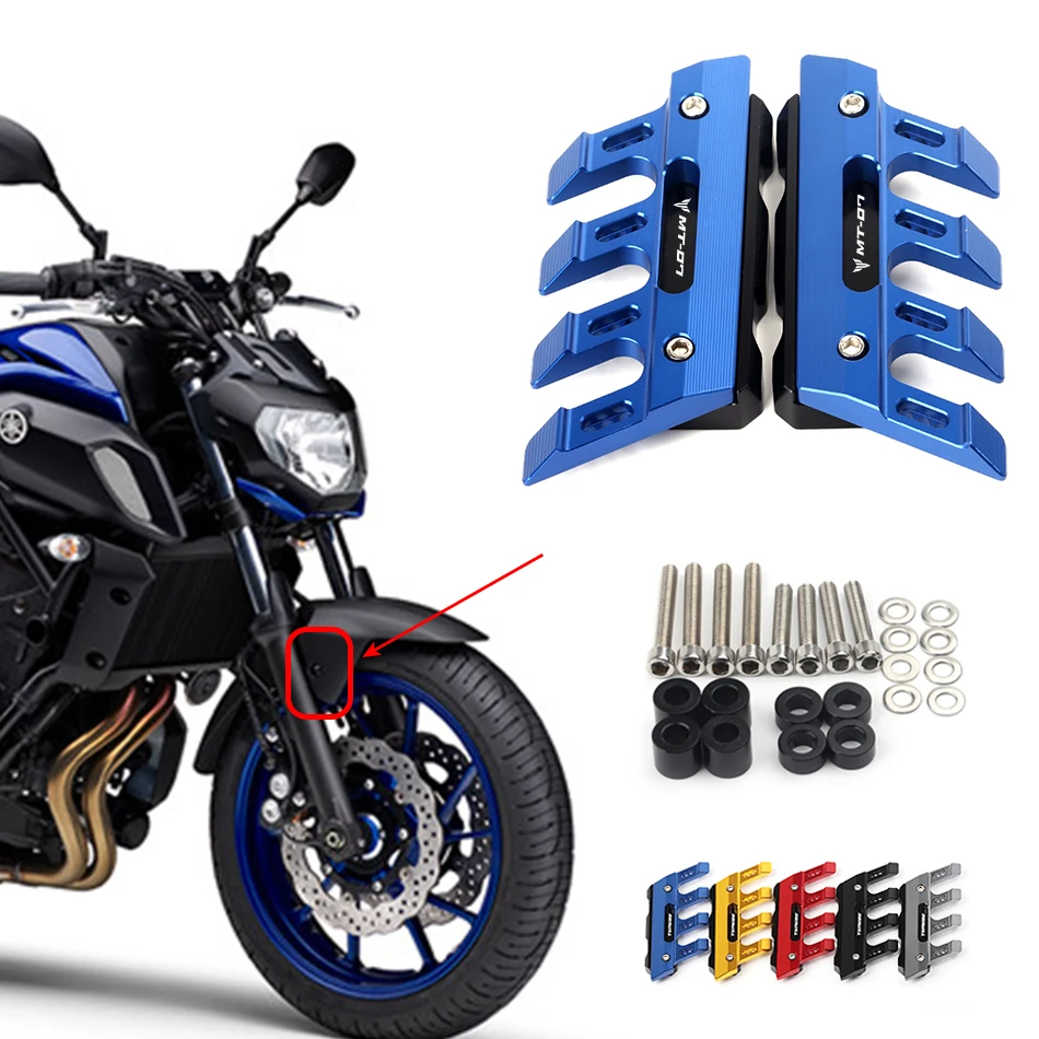 

For YAMAHA MT-07 MT07 FJ07 FZ07 Motorcycle Mudguard Side Protection Mount Shock Absorber Front Fender Cover Anti-fall Slider