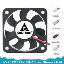 Gdstime – ventilateur de refroidissement sans balais 5V 12V 24V 5010 5cm 50x50x10mm 50mm, 2 broches 3 broches Dupont DC, roulement à billes/manches