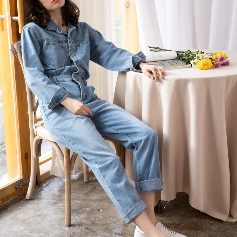 Colorfaith 2020 New Spring Fall Woman Denim Jumpsuits & Rompers Casual Fashionable Pockets Empire Pants No Belt Playsuit JS3955 Colorfaith 2020 New Spring Fall Woman Denim Jumpsuits & Rompers Casual Fashionable Pockets Empire Pants No Belt Playsuit JS3955