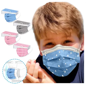 

30PCS Child Kids Disposable Face Mask Fashion White Stars Dot Print Mouth Masks Windproof Multiple Protective Face Mask Cover D5