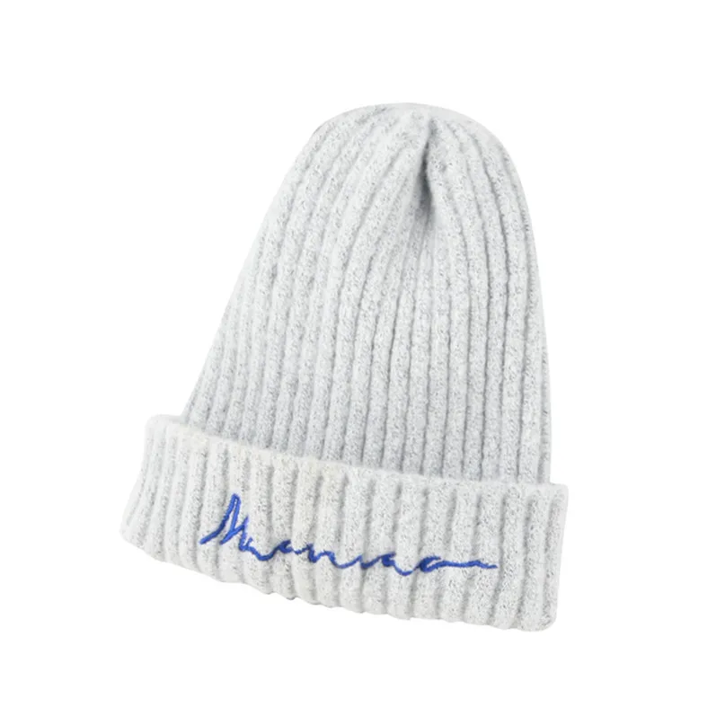 Unisex 50-54CM Children Pure Color Letter Keeping Warm And Simple Knitted Wool Hat Cap Winter Popular Cap 30SE02 (6)