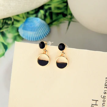 

Fashion Noble Black Resin Small Drop Earrings Black And Gold Color Earrings For Women