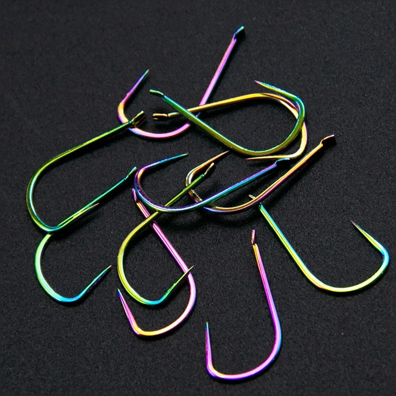 DYGYGYFZ 50pcs/set Without Barbs Colorful Hook Golden Stingless Hook