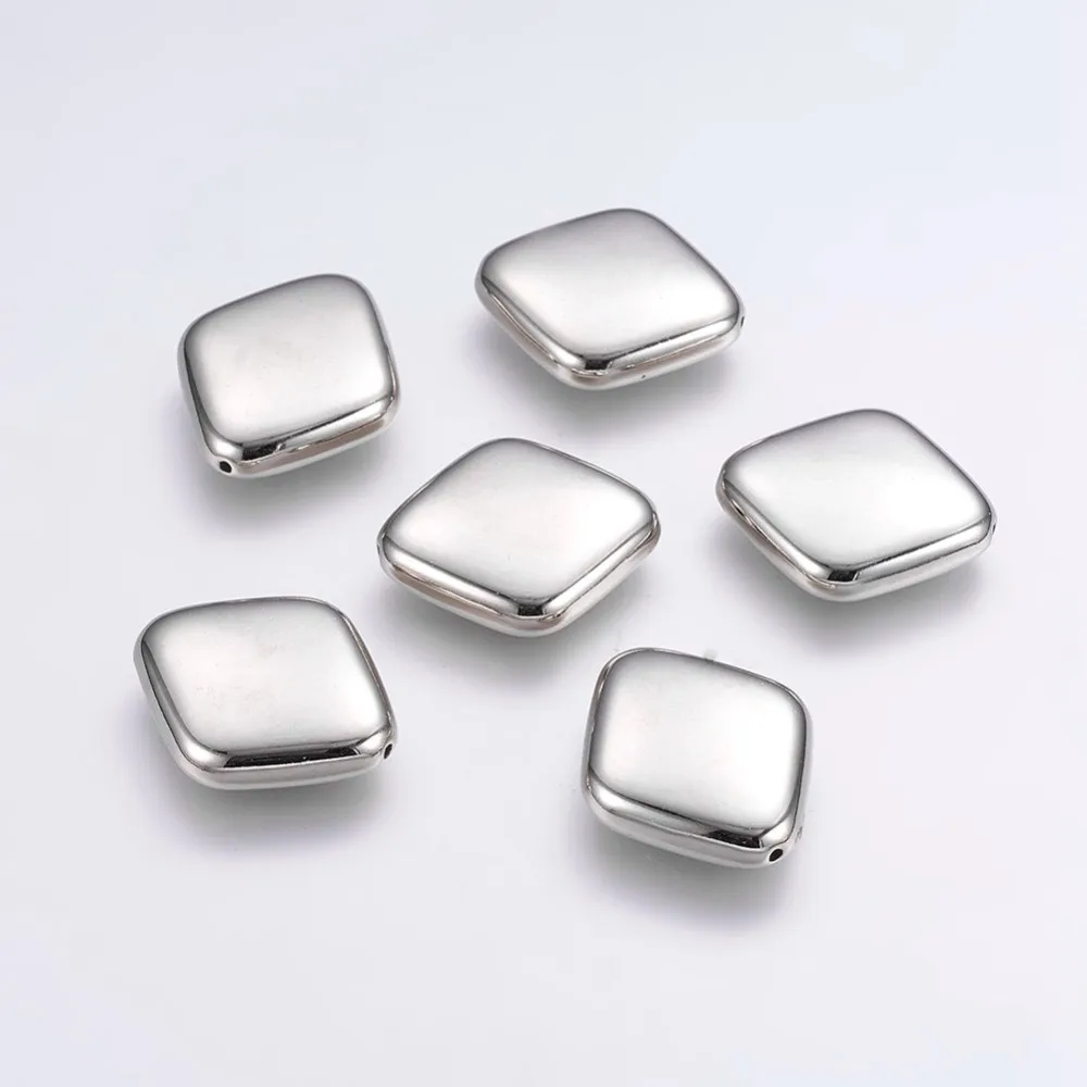 10PCS BBC Plastic Beads Rhombus Platinum 29x25x7mm Hole: 1mm | Украшения и аксессуары