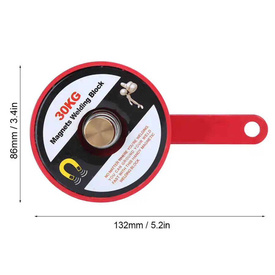 Magnet Welding Block Magnetic Grounding Positioner Clamp Red Alloy Steel 30kg Suction Welding Tool Accessories