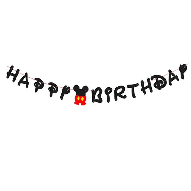 Mickey Mouse Party Baby Disposable Tableware Cup Cake Topper Ballon Boy and Girl Birthday Party Kids Party Supplie Color Decor 3-banner-1pack