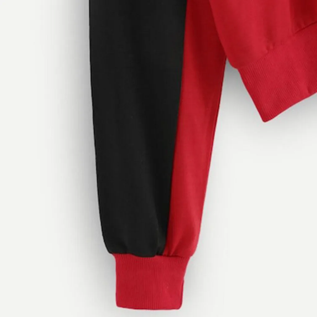Jaycosin 2019 Fashion Autumn Women Simple Loose Colorblock Zipper Sweatshirt Stylish Long Sleeve Comfortable Casual Blouse 108#4