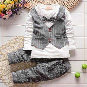 

Baby Clothes Boys Suits for Wedding Prom Formal Lattice Dress British Wind Boy Gentleman Children Long Sleeve Vest veste enfant