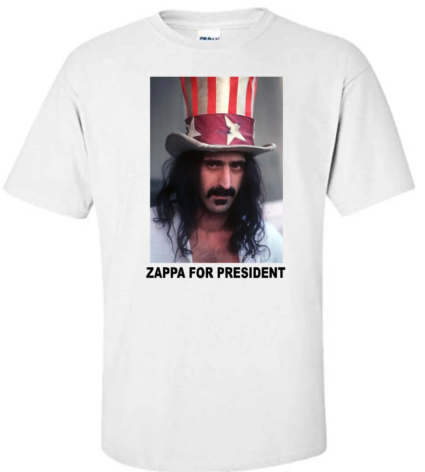 Футболка мужская с круглым вырезом белая рубашка надписью ZAPPA для президента