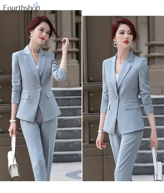 2021 New Office Work Suits Female Business Lady Uniforms Autumn Winter  Clothes 2 Piece Pants Blazer Set Women Formal Suit XXL - AliExpress