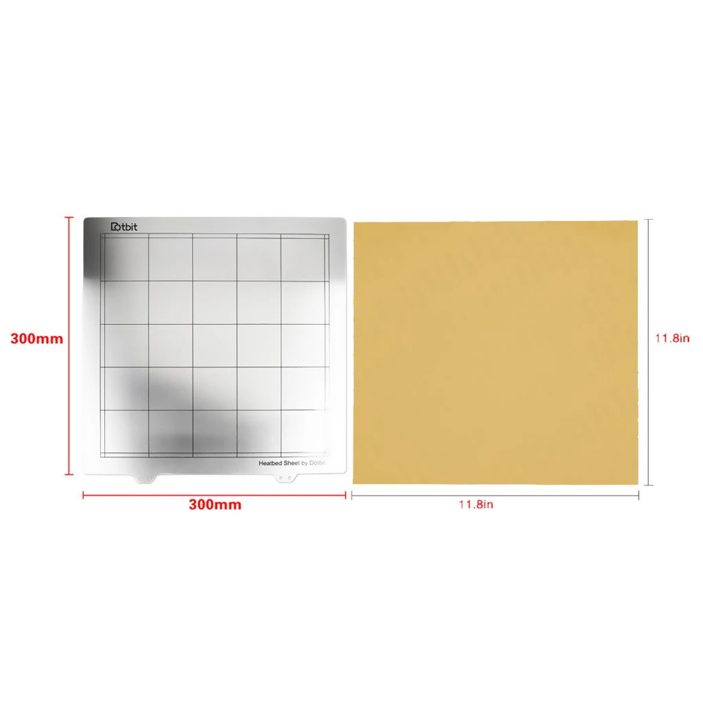 3D Printing Build Surface, Heat Bed Platform & PEI Sheet with Sticker, 300x300mm Square