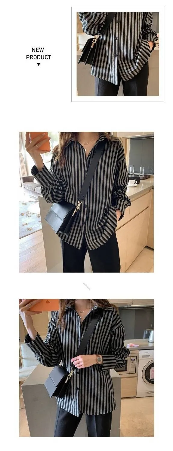 Blusas mujer de moda 4XL размера плюс полосатая рубашка blusa feminina tunique femme manche longue Женские топы и блузки 7657 50