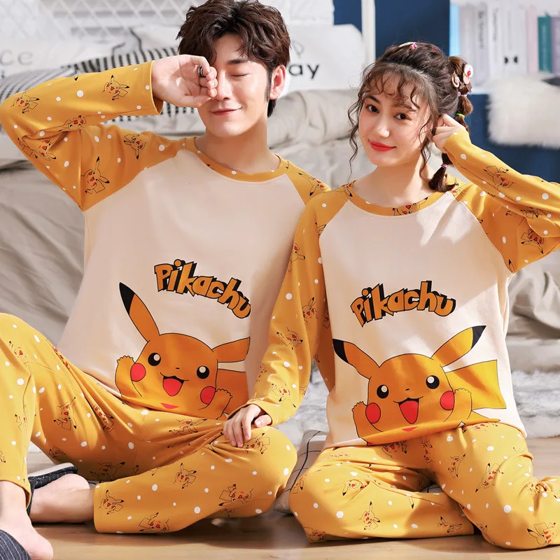 

Couples Pajamas Spring Pure Cotton Tracksuit Long Sleeve Trousers Autumn And Winter-Outer Wear Thin WOMEN'S Suit