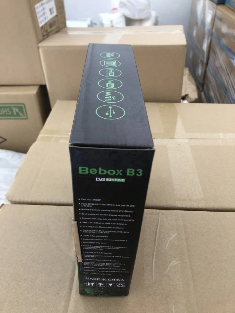 Новейший Bebox B3 DVB S2+ T2+ C combo H.265 hevc gprs powervu autoroll приемник декодер с youtube