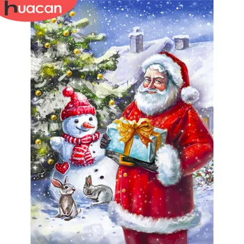 

HUACAN 5D Diamond Painting Cartoon Full Drill Santa Claus Diamond Embroidery Winter Mosaic Christmas Tree Art Rhinestone