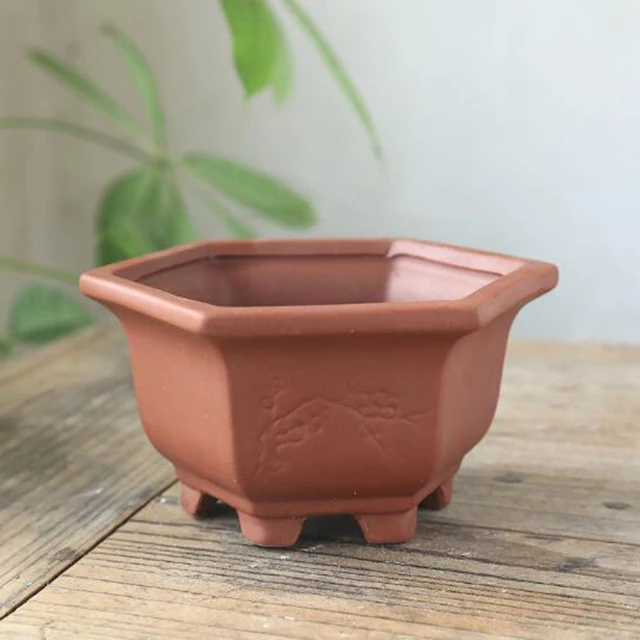 Piros Agyag Lélegző Virágcserép -Kerámia Zamatos Növényi Edény Váza Bonsai Ültetvényes Virágtartály Nappali Erkély Lakberendezés - Image 4