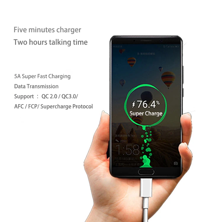 USB C кабель 5A Supercharge usb type C кабель для huawei p20 P30 mate 30 20 pro Быстрая зарядка быстрое зарядное устройство кабель для Honor 20