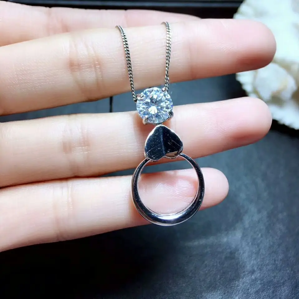 MeiBaPJ 2 карата Moissanite алмаз Классический Любовь Сердце Мульти-pur кулон ожерелье для женщин Настоящее серебро 925-й пробы ювелирные изделия