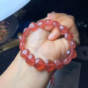

Super beautiful strawberry crystal heart bracelet chicken blood red strawberry crystal heart single-loop bracelet