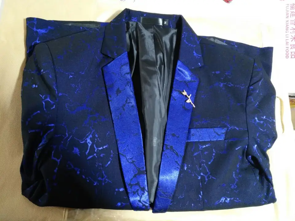 Mens casual blazers one single button printed fabric male clothing spring summer new drop shipping wholesale M-3XL slim fit