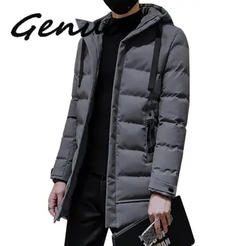 

Genuo 2020 New Winter Jackets Men Casual Long Thick Winter Coat Men Solid Parka Male Clothes Overcoat Outerwear