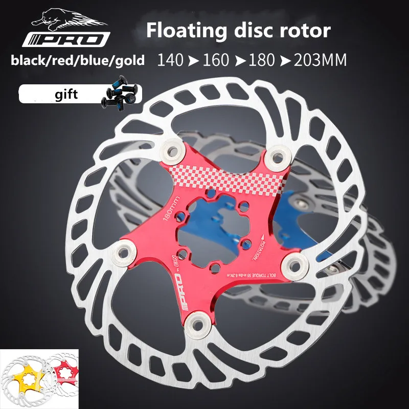 IIIPRO Rotori Freni A Disco Per Bici Meteorolite, Acciaio Inox E Alluminio 7075 T6, 140/160/180/203 Mm, Nero/Rosso