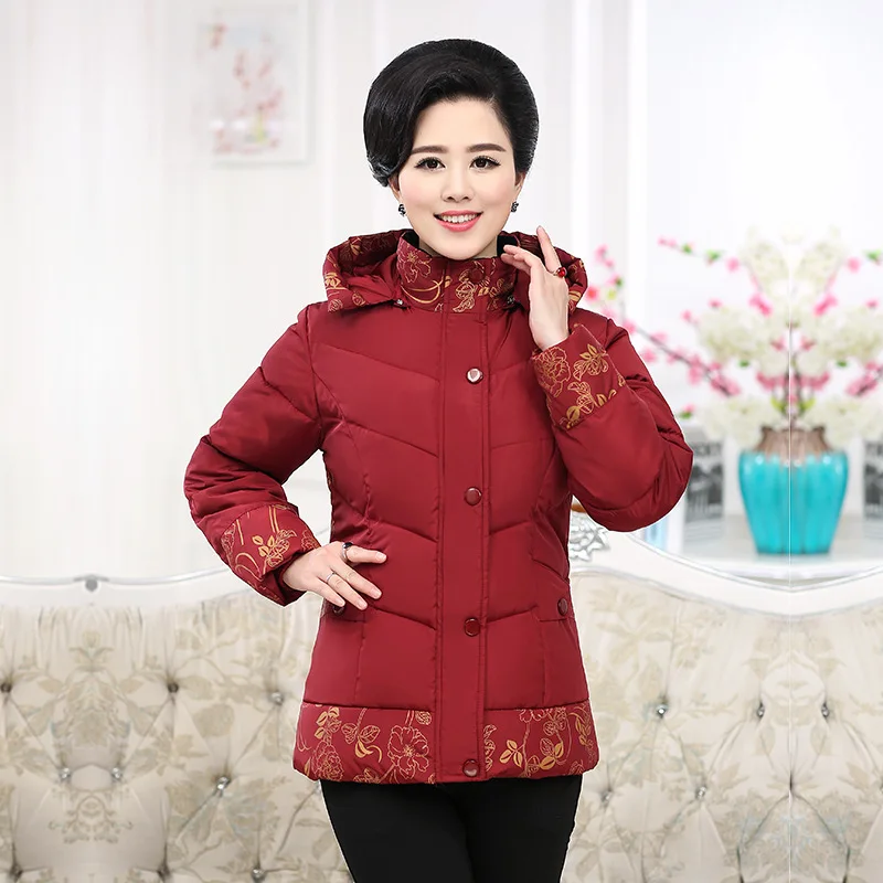 

2019 Middle-aged Cotton Coat WOMEN'S Dress Winter Short Coat Middle-aged Large Size Thick down Feather Cotton-padded Jacket off