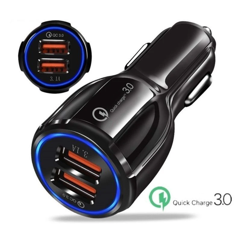 Автомобильное USB зарядное устройство Быстрая зарядка 3,0 зарядное устройство для мобильного телефона с двумя портами USB мини автомобильное зарядное устройство для планшета samsung Быстрое зарядное устройство(N1118