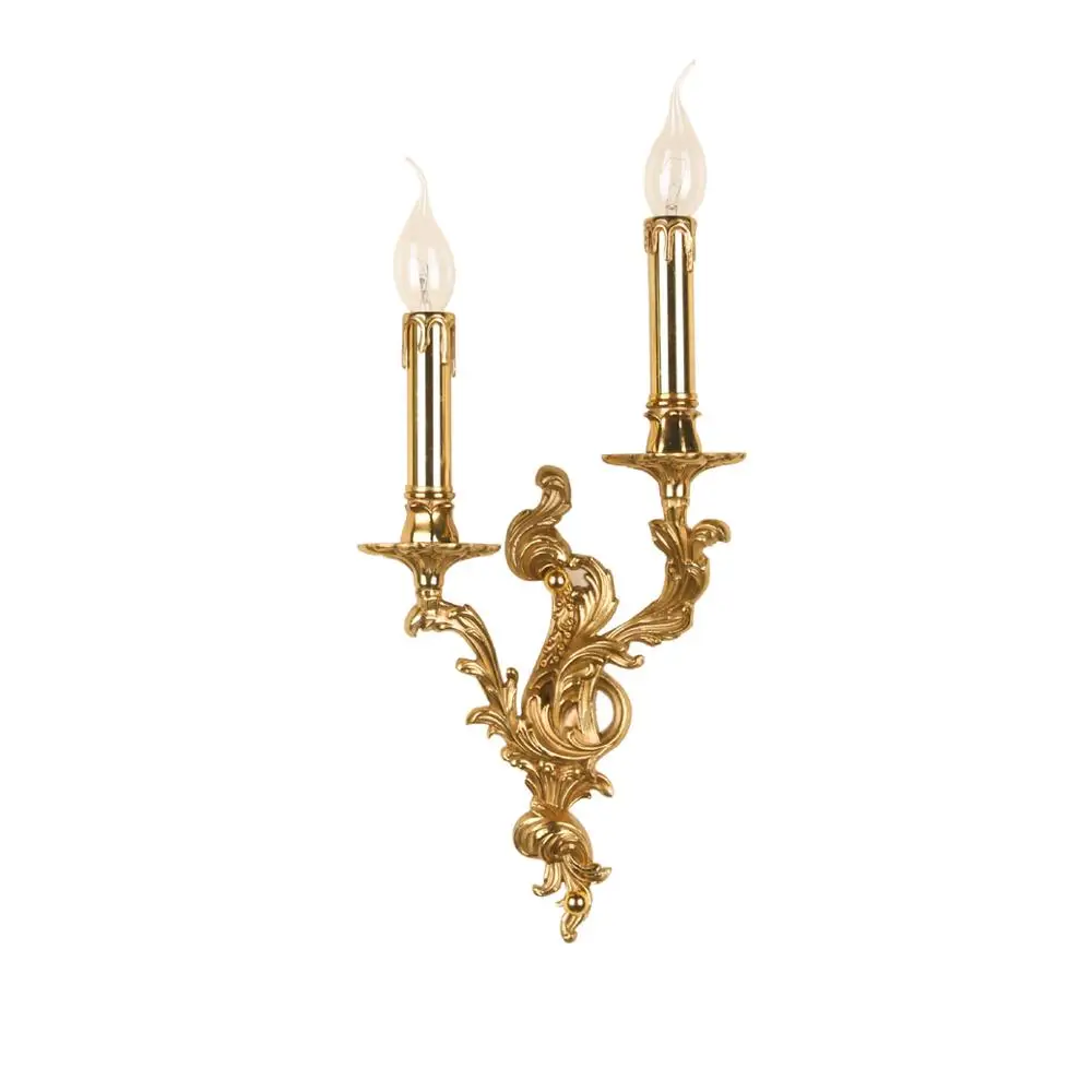 French copper candle wall lamp hotel palace villa retro wall lamp indoor bedroom bedside