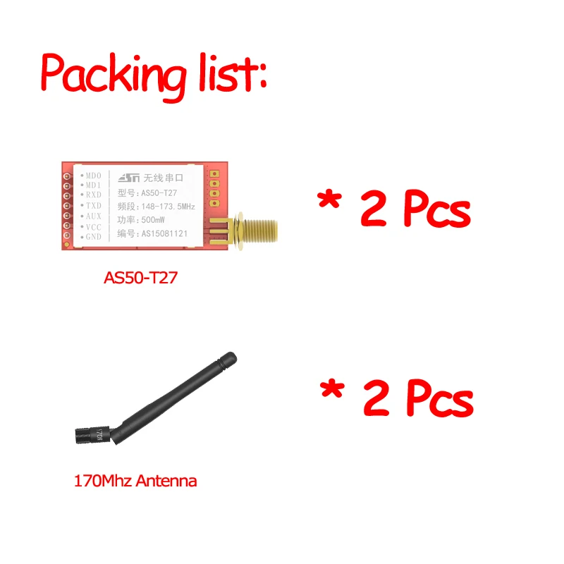 2 pcs/lot 170Mhz SI4463 Wireless Modules 500mW Wireless Serial Communication UART Module WOR Ultra Low Power Consumption