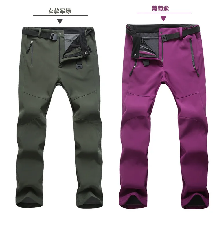 Настраиваемые уличные мужские и женские уличные штаны толстые осенние и зимние большие размеры одноцветные флисовые лыжные горные альпинистские
