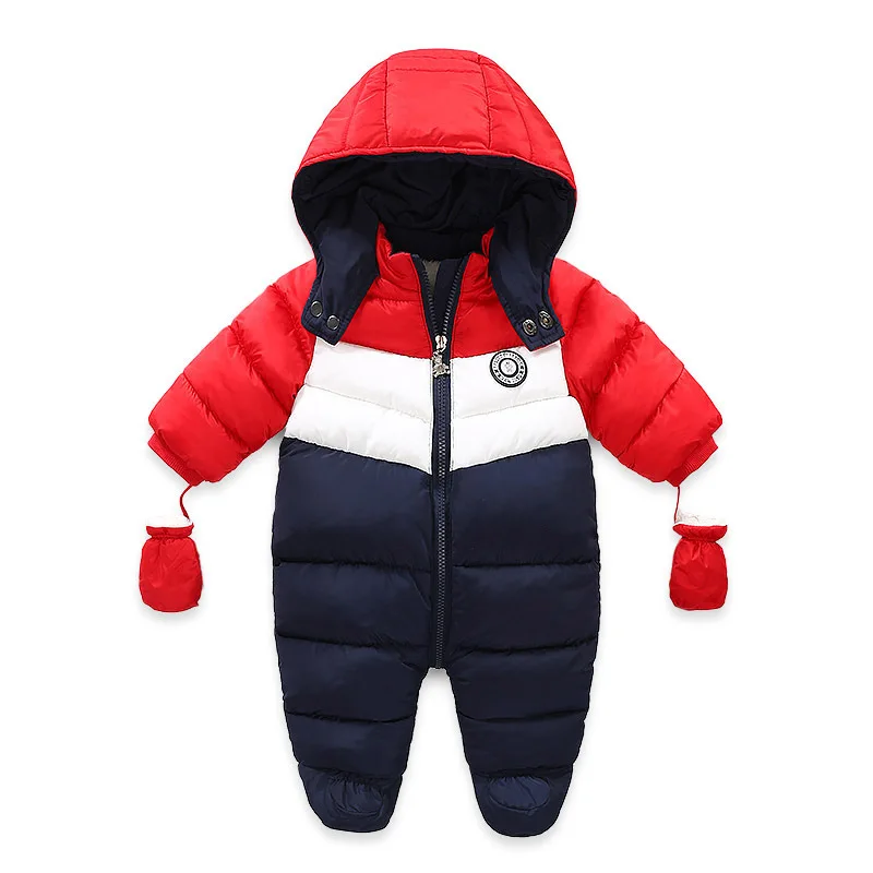 

Infant Romper 2019 Winter Letter Printed Hooded Baby Clothes