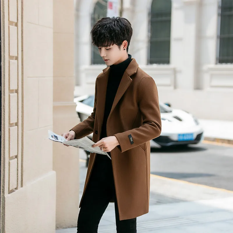 YASUGUOJI Casual Solid Color Men Coat Winter Long Slim Fit Mens Overcoat Polyester Coat Men Abrigos Hombre Invierno Hombre YASUGUOJI Casual Solid Color Men Coat Winter Long Slim Fit Mens Overcoat Polyester Coat Men Abrigos Hombre Invierno Hombre