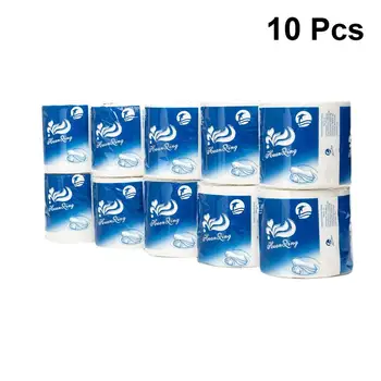 

10 Rolls Wooden Pulp Toilet Tissue Paper 3-Layer Toilet Paper Pliable Tough Cored Toilet Roll Paper For Hotel Home