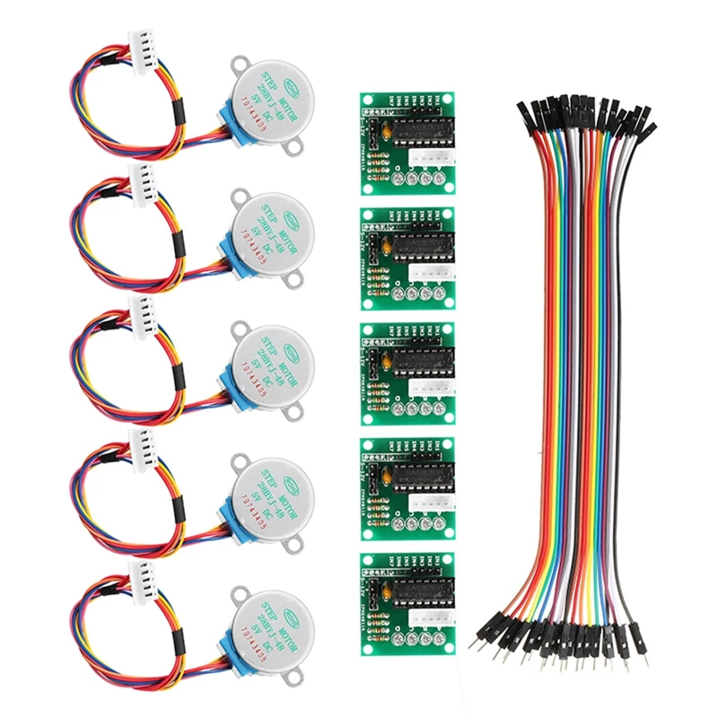 

HHO-5Pcs 5V Stepper Motor Set With Uln2003 Driver Board Dupont Cable Diameter 28Mm For Arduino