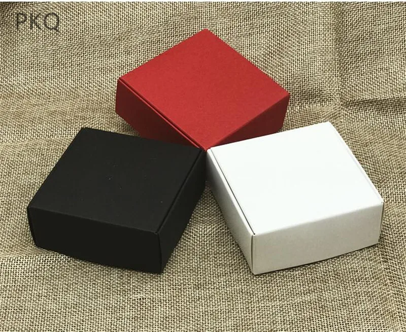 

30pcs 7.5*7.5*3cm Small paper boxes for packaging wedding favor box Black Cardboard Soap Box Red Paper Jewelry Boxes