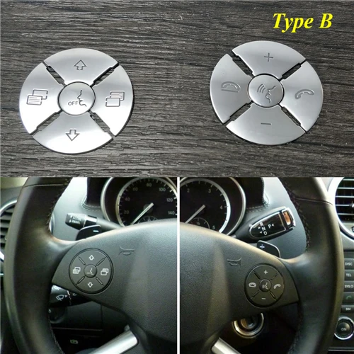 Type B 10pcs Для Mercedes Benz C E S GLK R ML GL CLS Class W204 W212 W221 X204 W164 Автомобильный интерьер Кнопка рулевого колеса накладка наклейка - Название цвета: Type B 10pcs