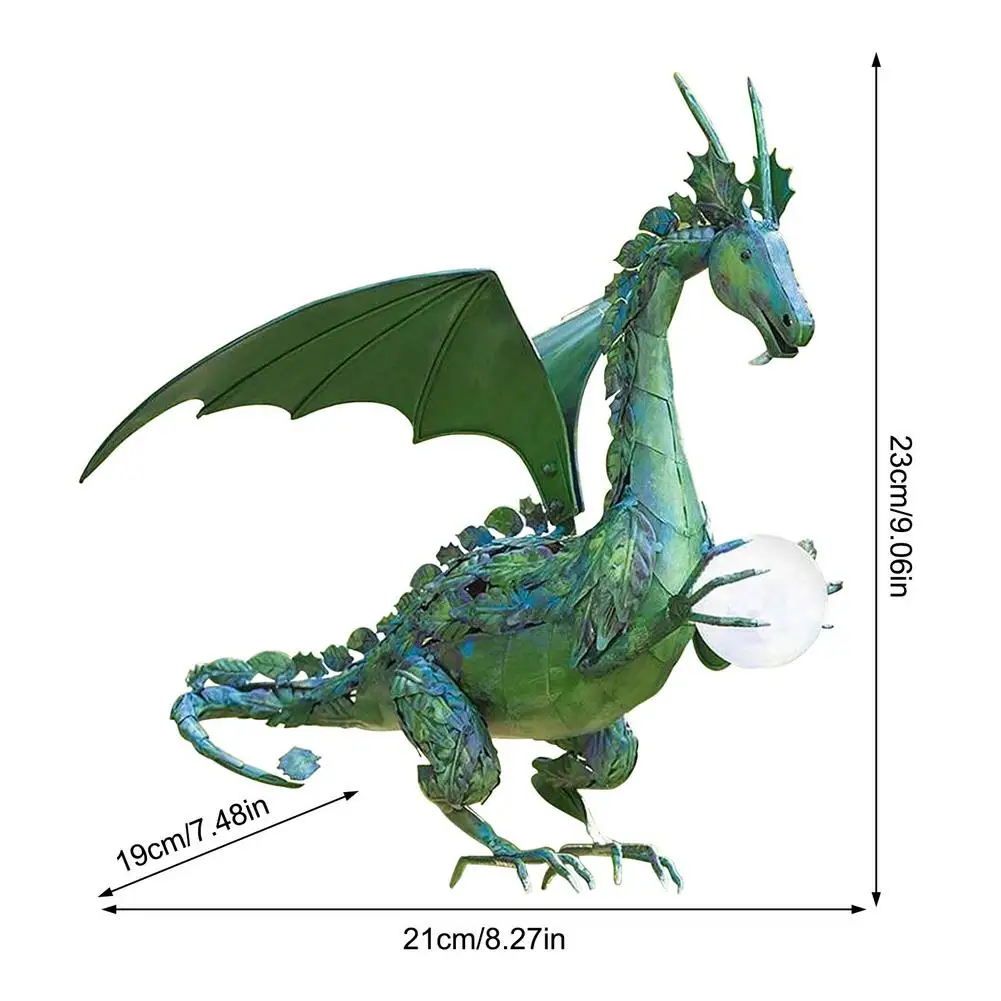 Statue de dragon tenant une boule - H: 79 cm