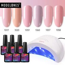 Modelones 7 шт./лот 48 Вт Светодиодная лампа для ногтей Гель-лак для ногтей набор инструментов для дизайна замачивающийся салонный светодиодный Гель-лак для ногтей умный датчик УФ лампа набор для ногтей
