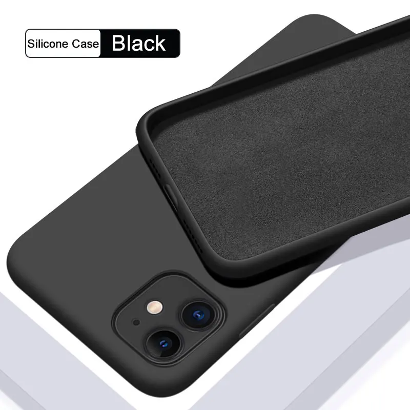 Жидкий силиконовый чехол для телефона для iPhone X XR XS MAX 7 Plus 8 Plus для Apple iPhone 11 Pro MAX 6 6s чехол без логотипа чехол s - Цвет: Black