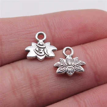 

WYSIWYG 12pcs Charms Lotus Om Antique Silver Color 11x11mm Metal Alloy Charms Jewelry Diy Accessories