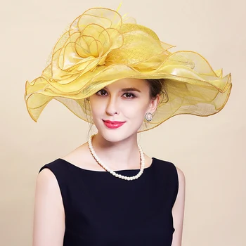 

Mingli Tengda Yellow Summer Visor Hat Bride Hats For Women And Fascinators Decoration Headband Beautiful Sun Hat Girls Cap