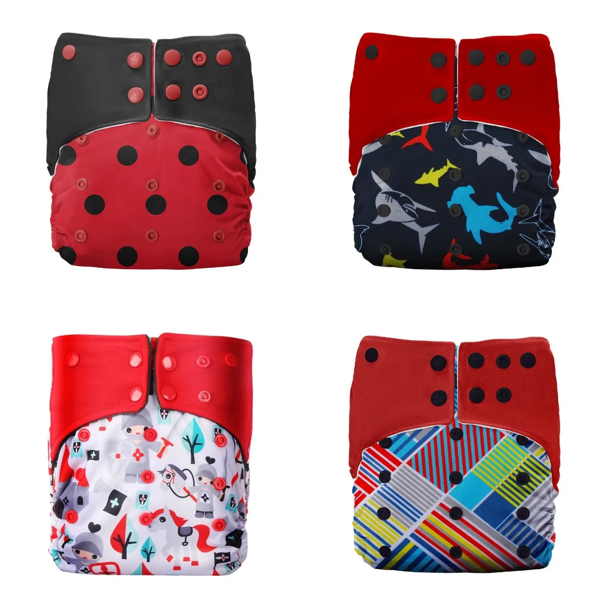 4pcs/Set Washable Eco Friendly Cloth Diaper Cover Adjustable Nappy Reusable Cloth Diapers Cloth