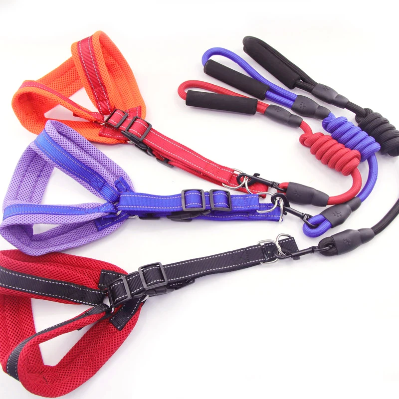 Breathable Mesh Small Dog Pet Harness Puppy Cat Vest Harness Collar For