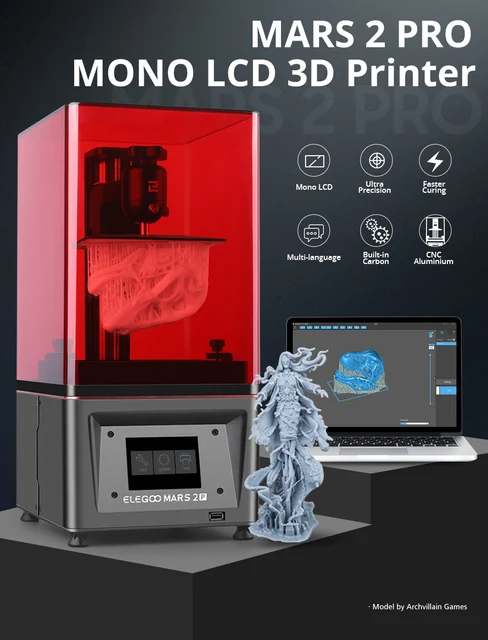 ELEGOO Mars 2 Pro 3D Printer 200*70*155cm 6.08 inch LCD 3D Printer UV  Photocuring 3D Drucker Resin 3D Printer imprimante 3d - AliExpress
