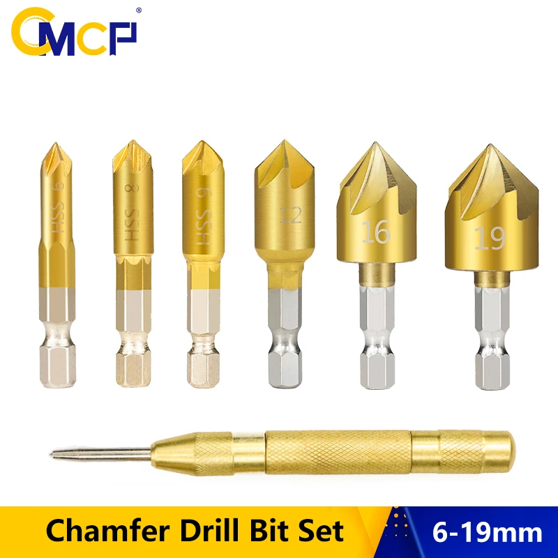 Tool Parts Rotary Tools 1/4 Hex Shank HSS 90 Chamfer Countersink Drill Bits Accessories 