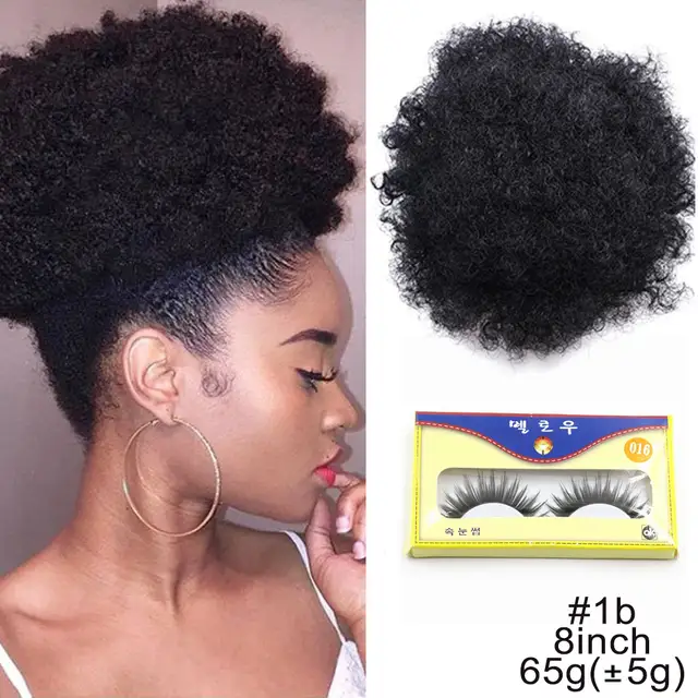 8inch Short Afro Puff Synthetic Hair Bun Chignon Hairpiece For